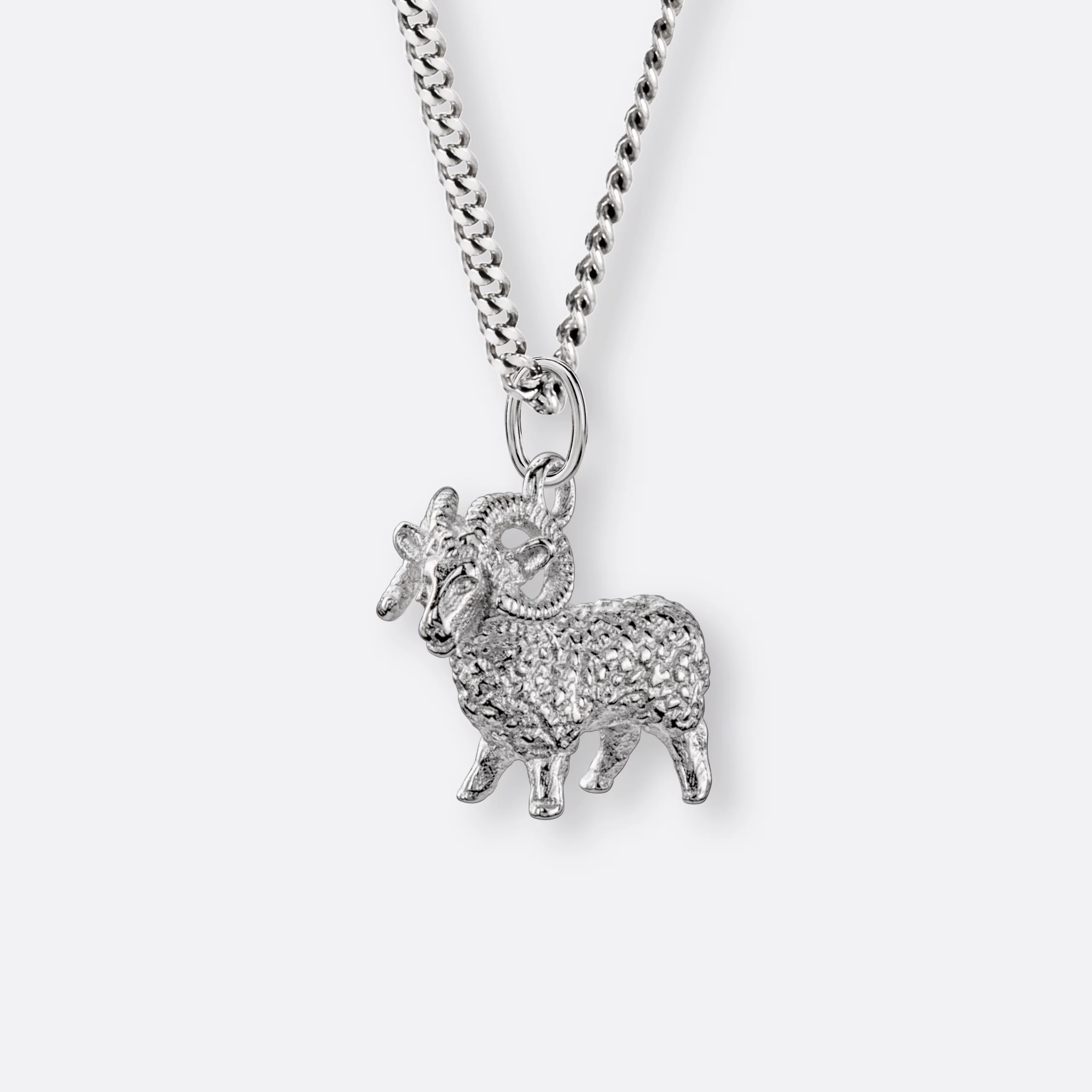 Widder Halskette, Anhänger groß, 925er Silber 15 Widder Sternzeichen Kette mit Anhänger groß, Silber, Vorne