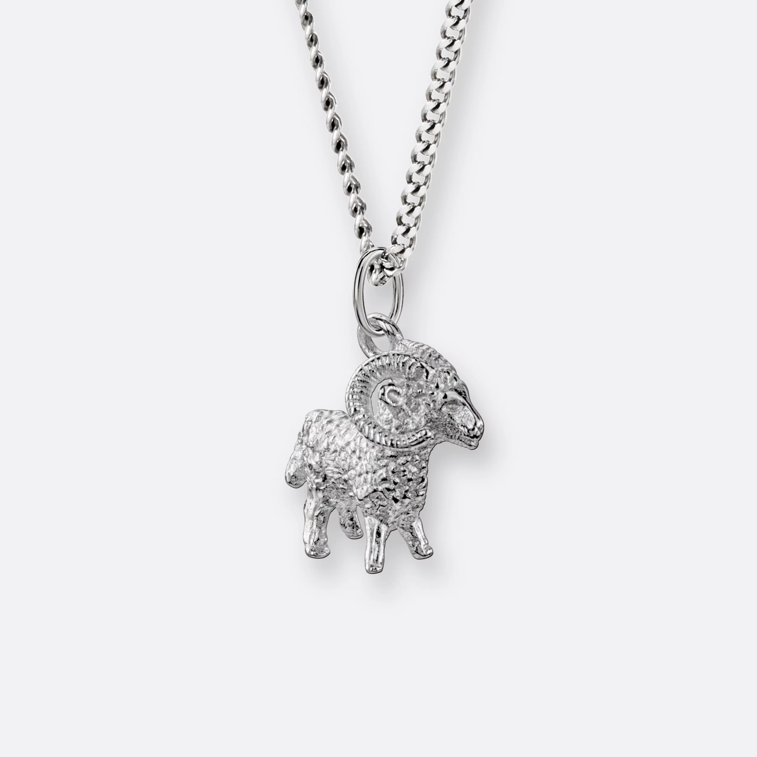 Widder Halskette, Anhänger groß, 925er Silber 3 Widder Sternzeichen Kette mit Anhänger groß, Silber, Seite