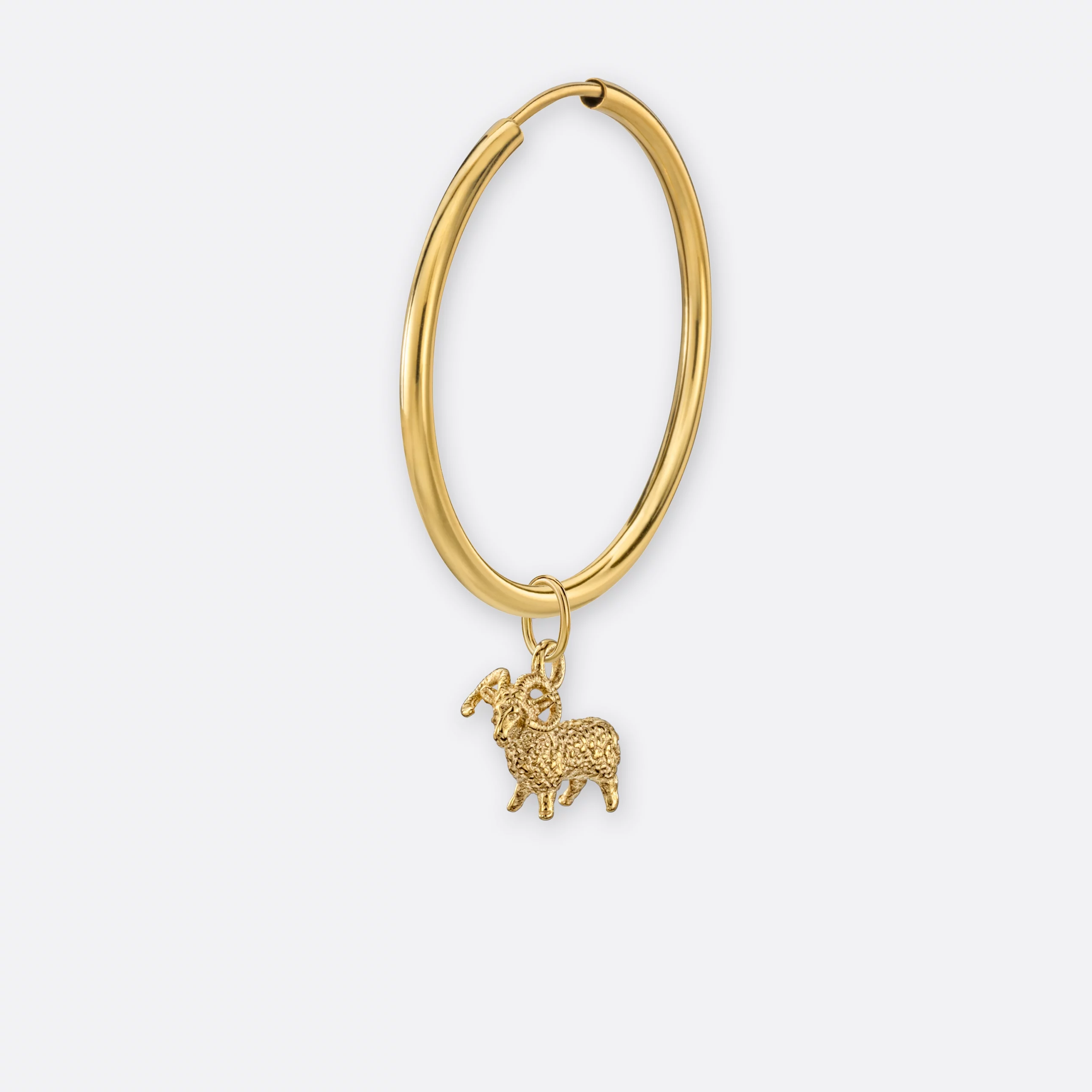 Widder Ohrring, Anhänger klein, 585er Gold 6 Widder Ohrring Creole groß mit Sternzeichen Anhänger klein, Gold, Vorne