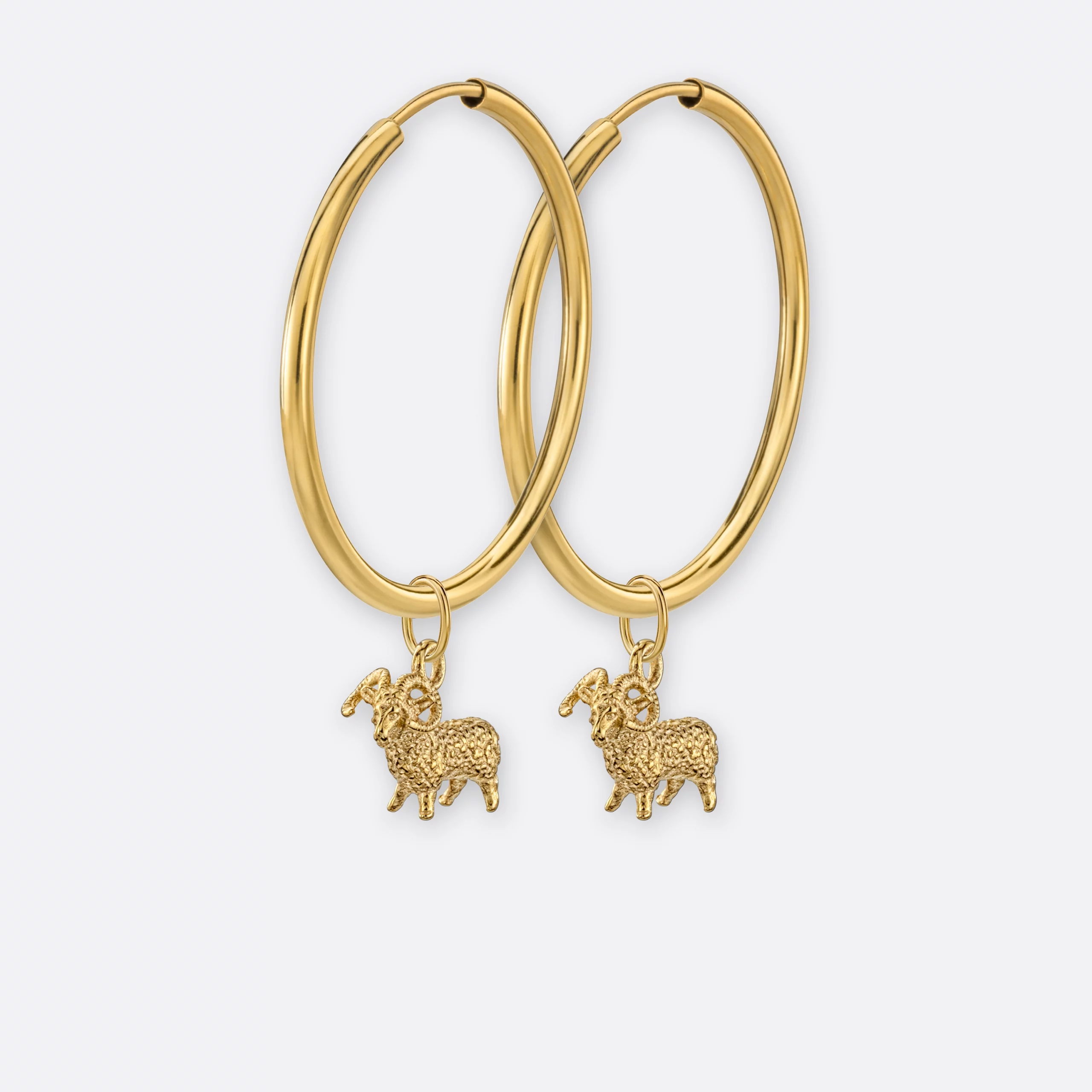 Widder Ohrring, Anhänger klein, 585er Gold 5 Widder Ohrring Creole groß mit Sternzeichen Anhänger klein, Gold, Paar, Vorne