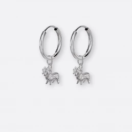 Widder Ohrring, Anhänger klein, 925er Silber 9 Widder Ohrring-Creole klein mit Sternzeichen Anhänger klein, Silber, Paar, Vorne