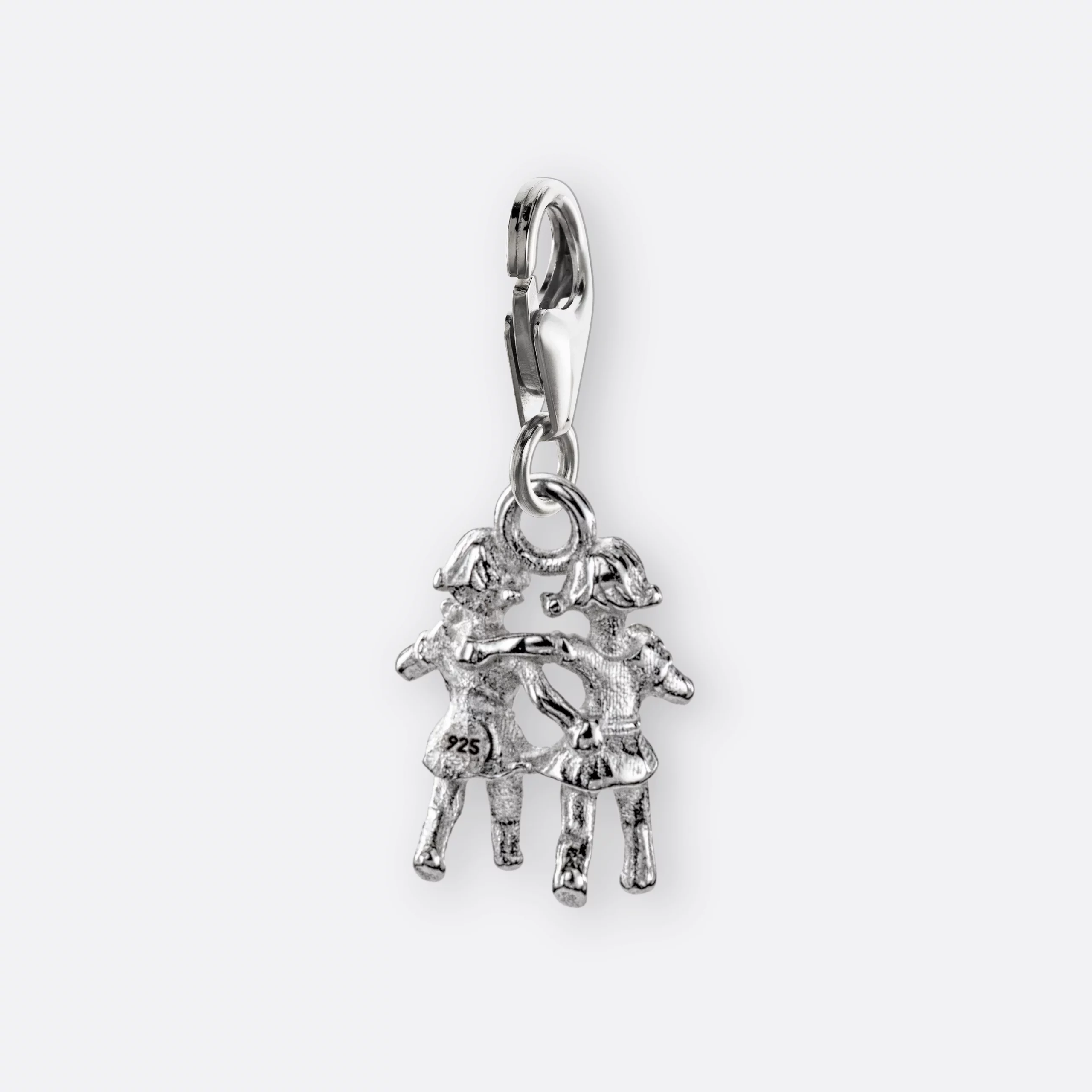 Zwillinge Charm, Anhänger klein, 925er Silber 3 Zwillinge Charm mit Sternzeichen Anhänger klein, Silber, Hinten