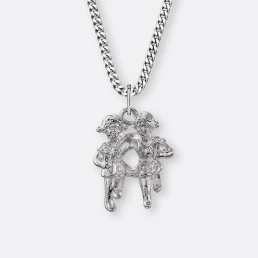Zwillinge Sternzeichen-Kette mit Anhänger groß, Silber, Vorne