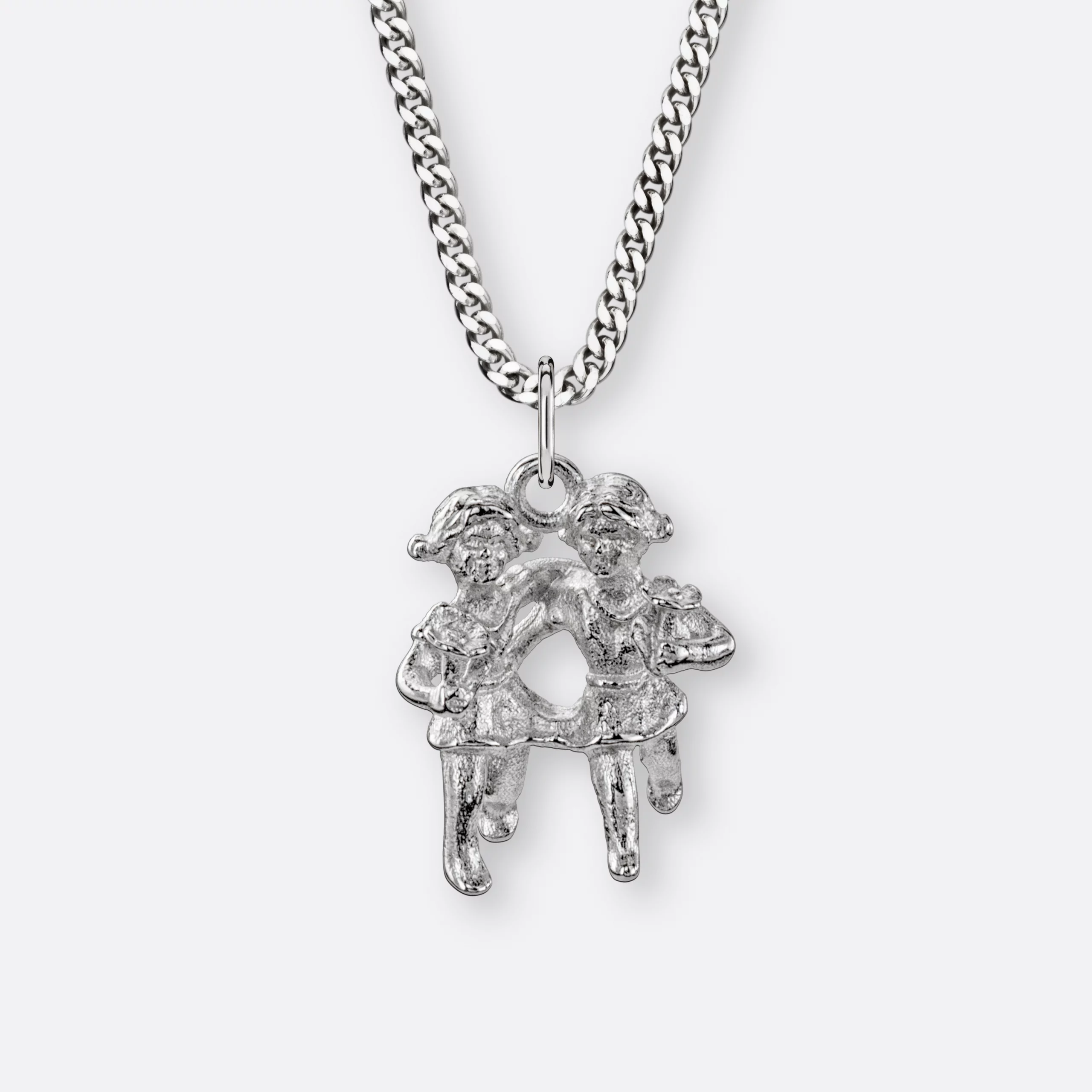 Zwillinge Halskette, Anhänger groß, 925er Silber 13 Zwillinge Sternzeichen-Kette mit Anhänger groß, Silber, Vorne