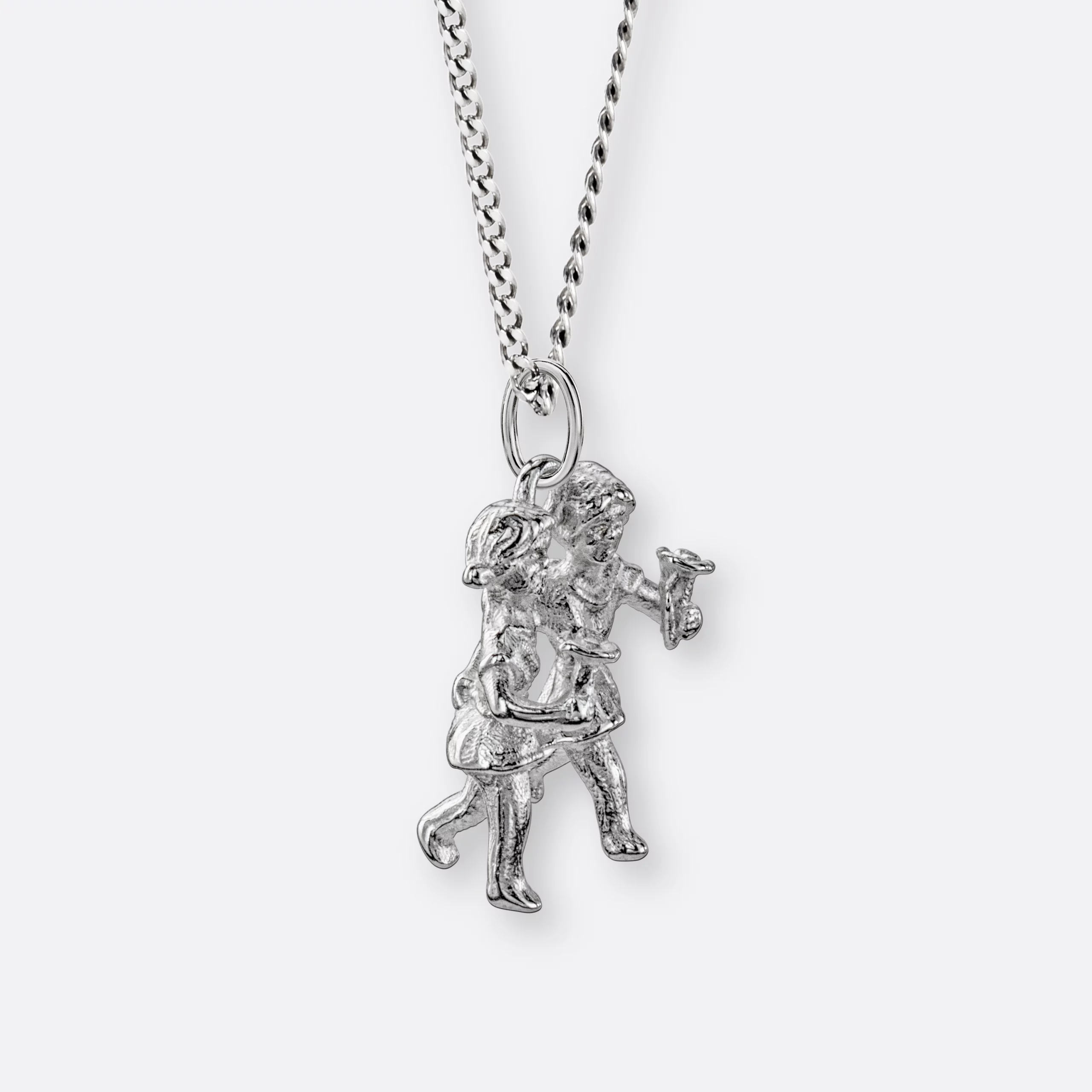 Zwillinge Halskette, Anhänger groß, 925er Silber 3 Zwillinge Kette mit Anhänger groß, Silber, Seite