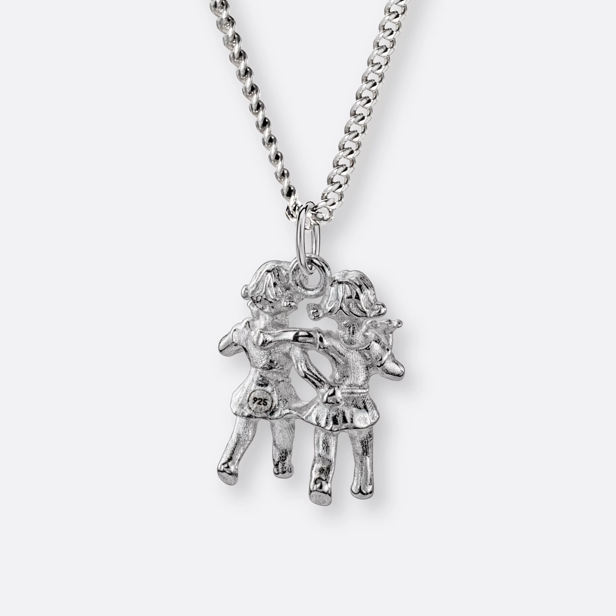 Zwillinge Halskette, Anhänger groß, 925er Silber 2 Zwillinge Halskette mit Sternzeichen Anhänger groß, Silber, Hinten