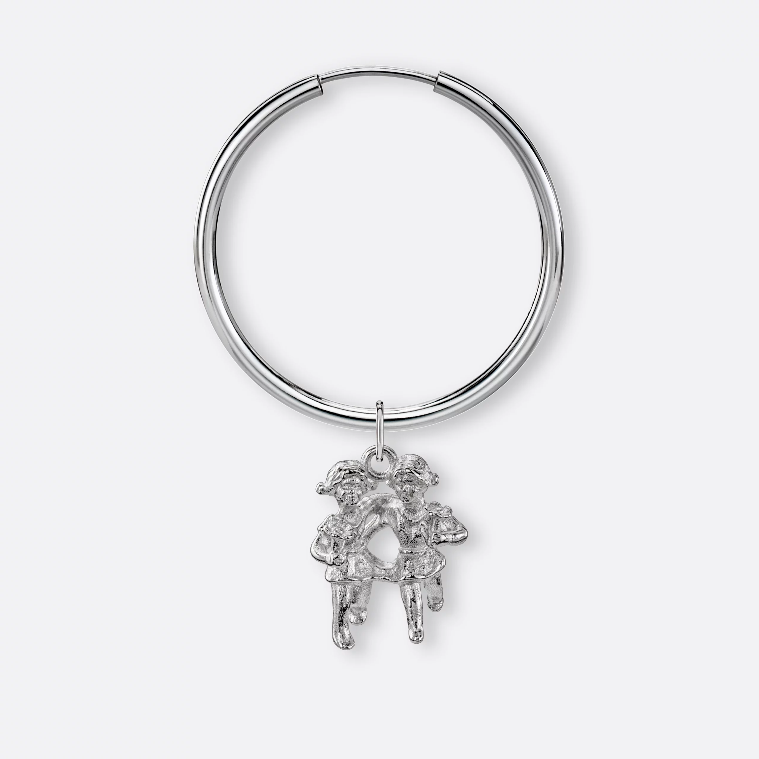 Zwillinge Ohrring, Anhänger groß, 925er Silber 6 Zwillinge Ohrring-Creole groß mit Sternzeichen-Anhänger groß, Silber, Vorne