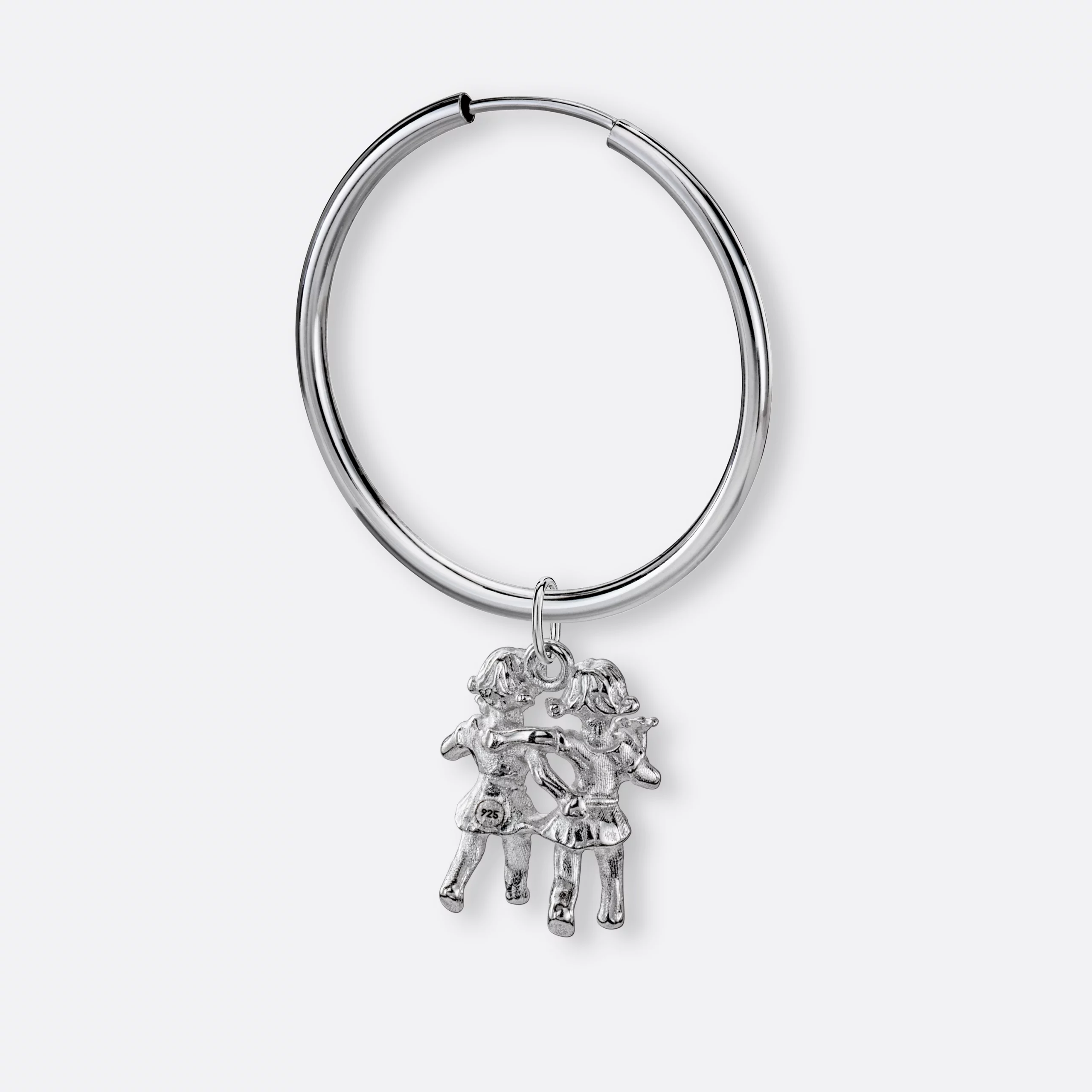 Zwillinge Ohrring, Anhänger groß, 925er Silber 8 Zwillinge Ohrring-Creole groß mit Sternzeichen-Anhänger groß, Silber, Hinten