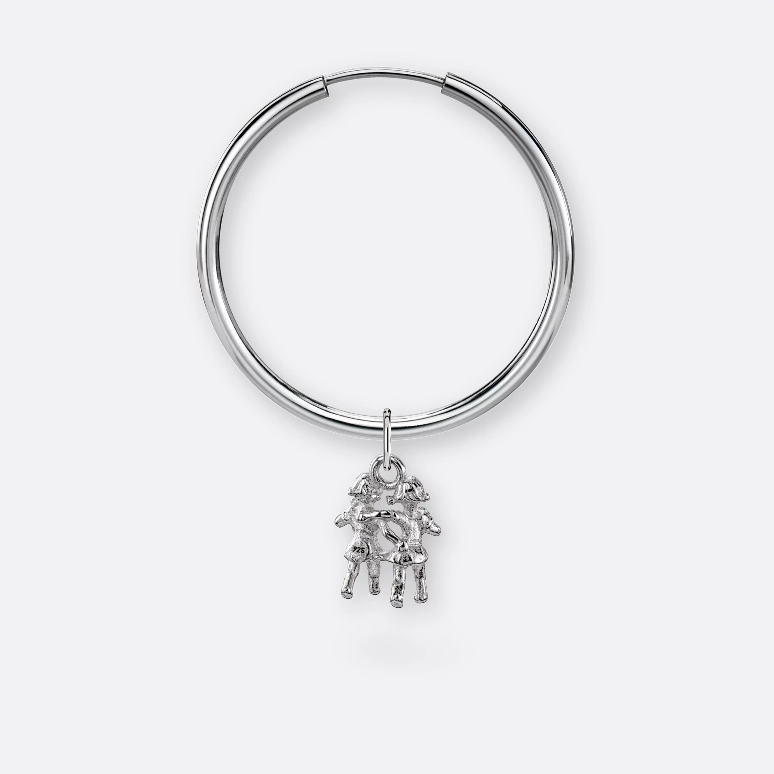 Zwillinge Ohrring, Anhänger klein, 925er Silber 7 Zwillinge Ohrring-Creole groß mit Sternzeichen Anhänger klein, Silber, Hinten