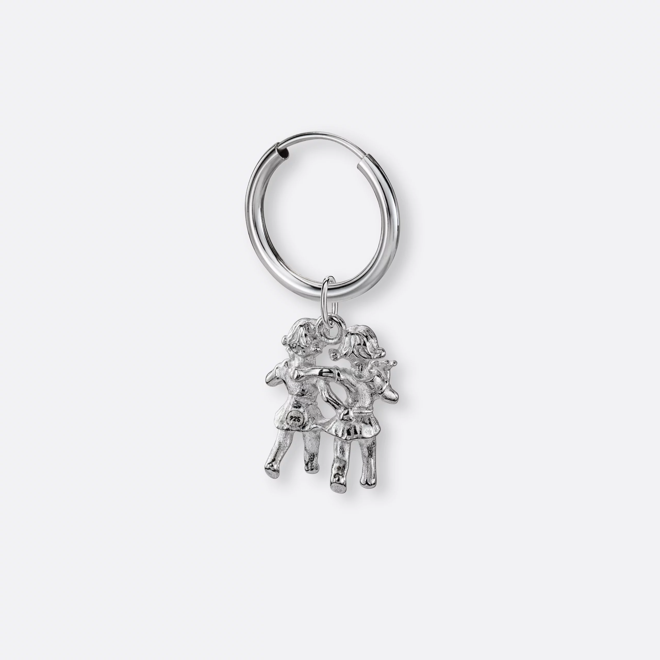 Zwillinge Ohrring, Anhänger groß, 925er Silber 4 Zwillinge Ohrring-Creoleklein mit Anhänger groß, Silber, Hinten