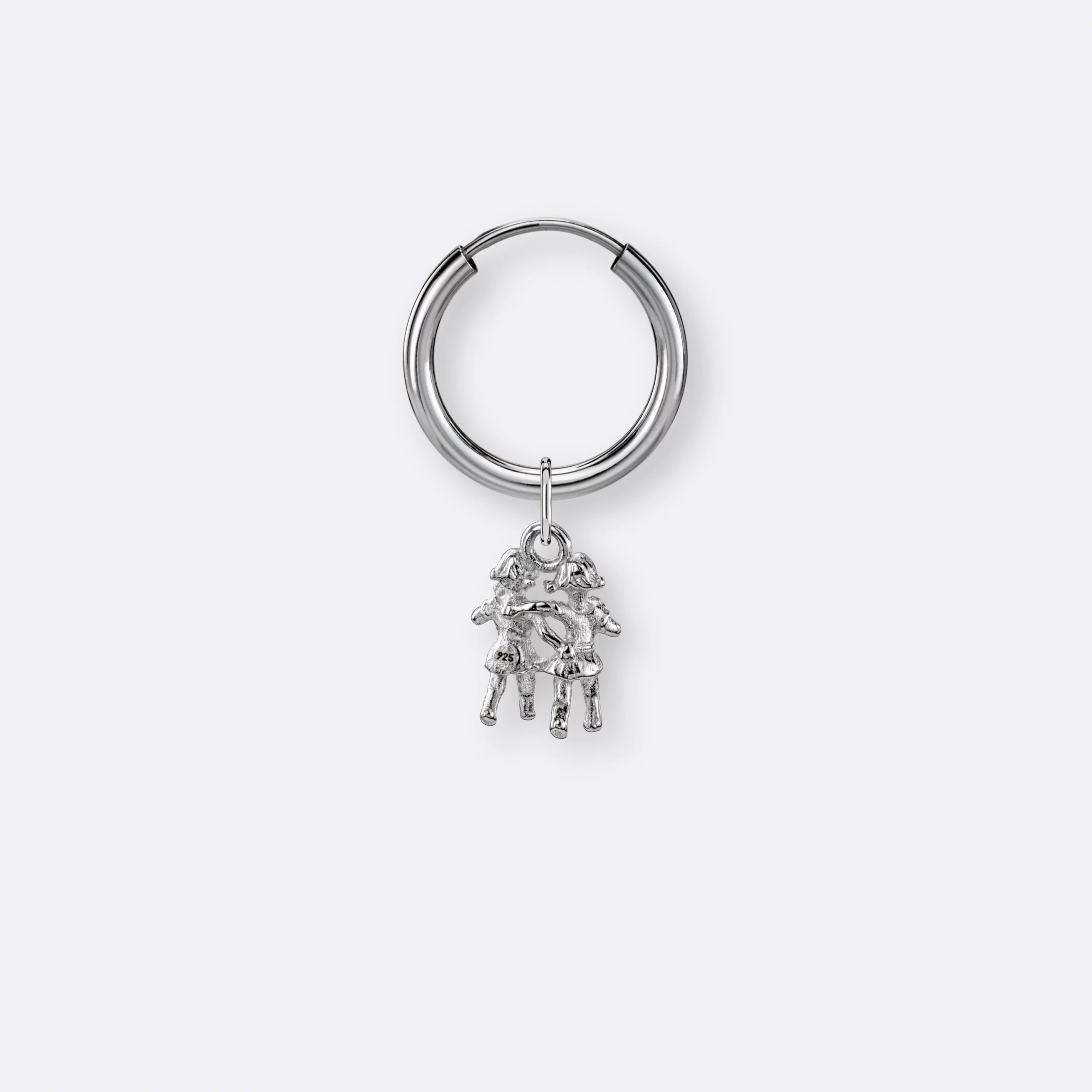 Zwillinge Ohrring, Anhänger klein, 925er Silber 3 Zwillinge Ohrring-Creole klein mit Anhänger klein, Silber, Hinten