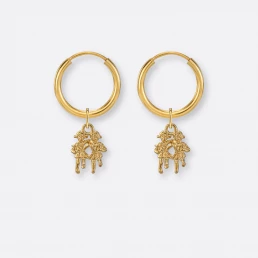 Zwillinge Ohrring, Anhänger klein, 585er Gold 8 Zwillinge Ohrringe klein mit Sternzeichen-Anhänger klein, Gold, Vorne