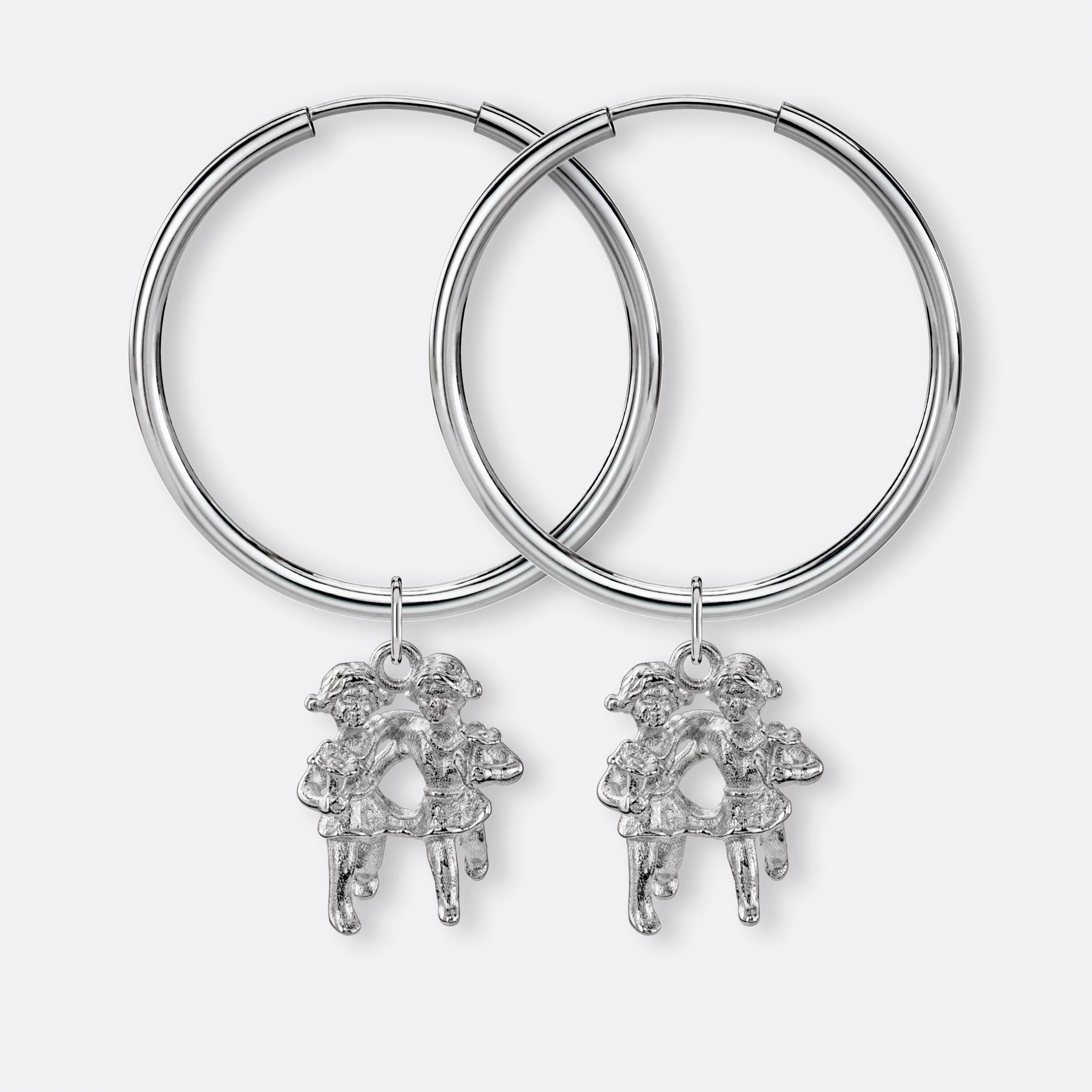 Zwillinge Ohrring, Anhänger groß, 925er Silber 5 Zwillinge Ohrringe groß mit Sternzeichen-Anhänger groß, Silber, Paar, Vorne