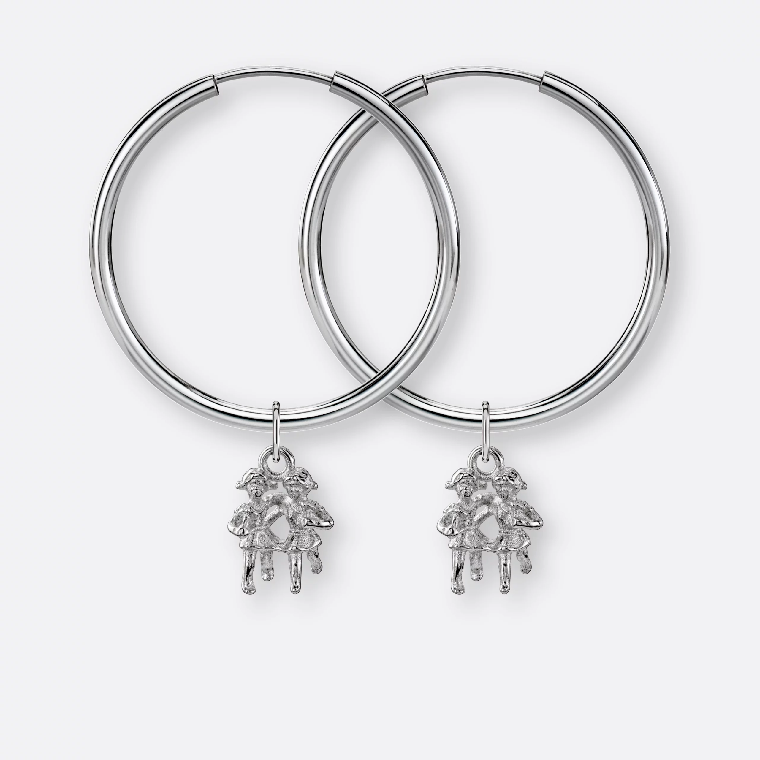 Zwillinge Ohrring, Anhänger klein, 925er Silber 5 Zwillinge Ohrring groß mit Anhänger klein, Silber, Paar, Vorne