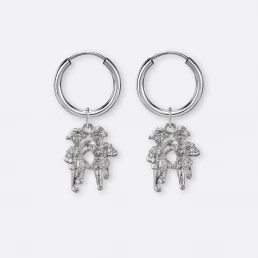 Zwillinge Ohrring, Anhänger groß, 925er Silber 4 Zwillinge Ohrringe klein mit Sternzeichen-Anhängern groß, Silber, Paar, Vorne