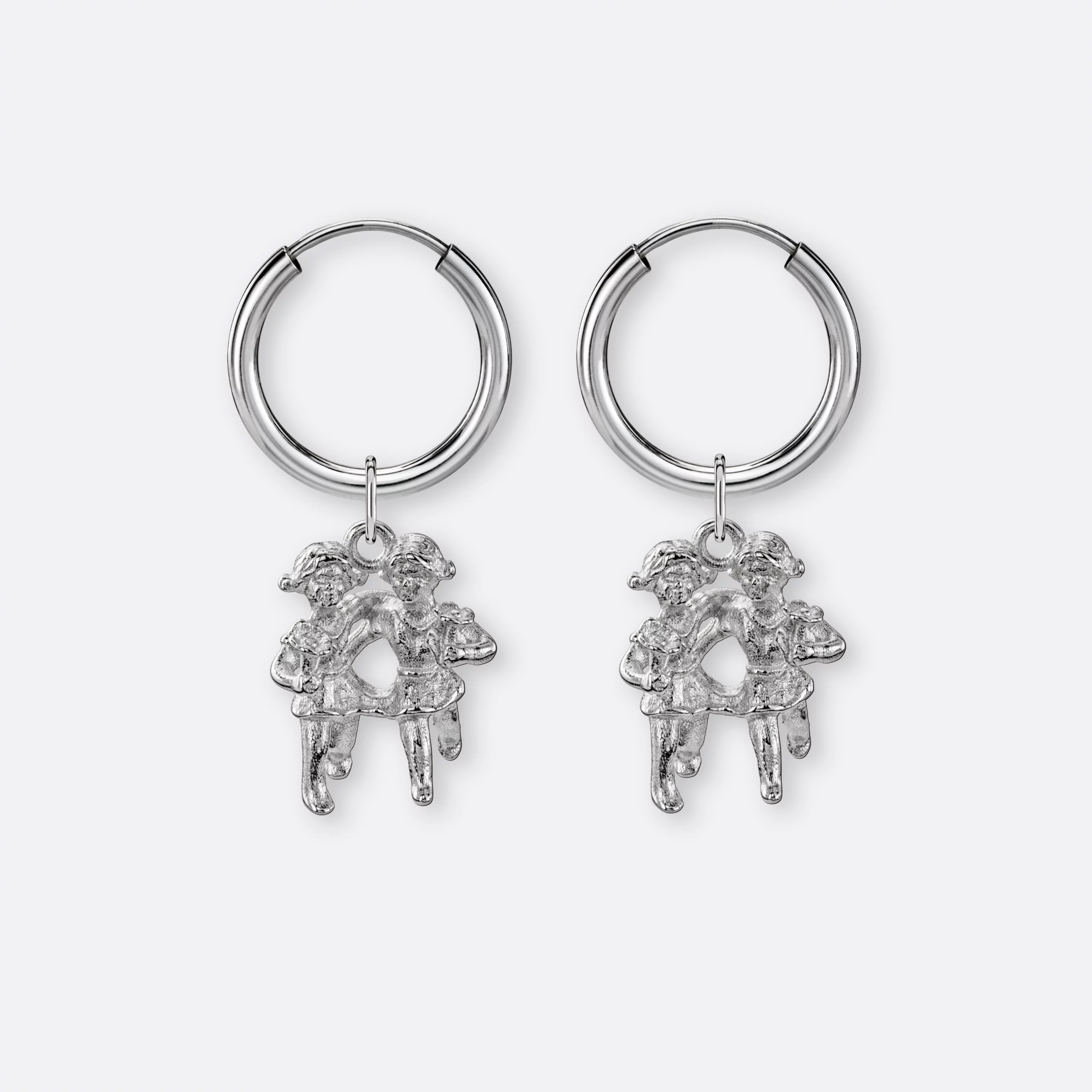 Zwillinge Ohrring, Anhänger groß, 925er Silber 18 Zwillinge Ohrringe klein mit Sternzeichen-Anhängern groß, Silber, Paar, Vorne