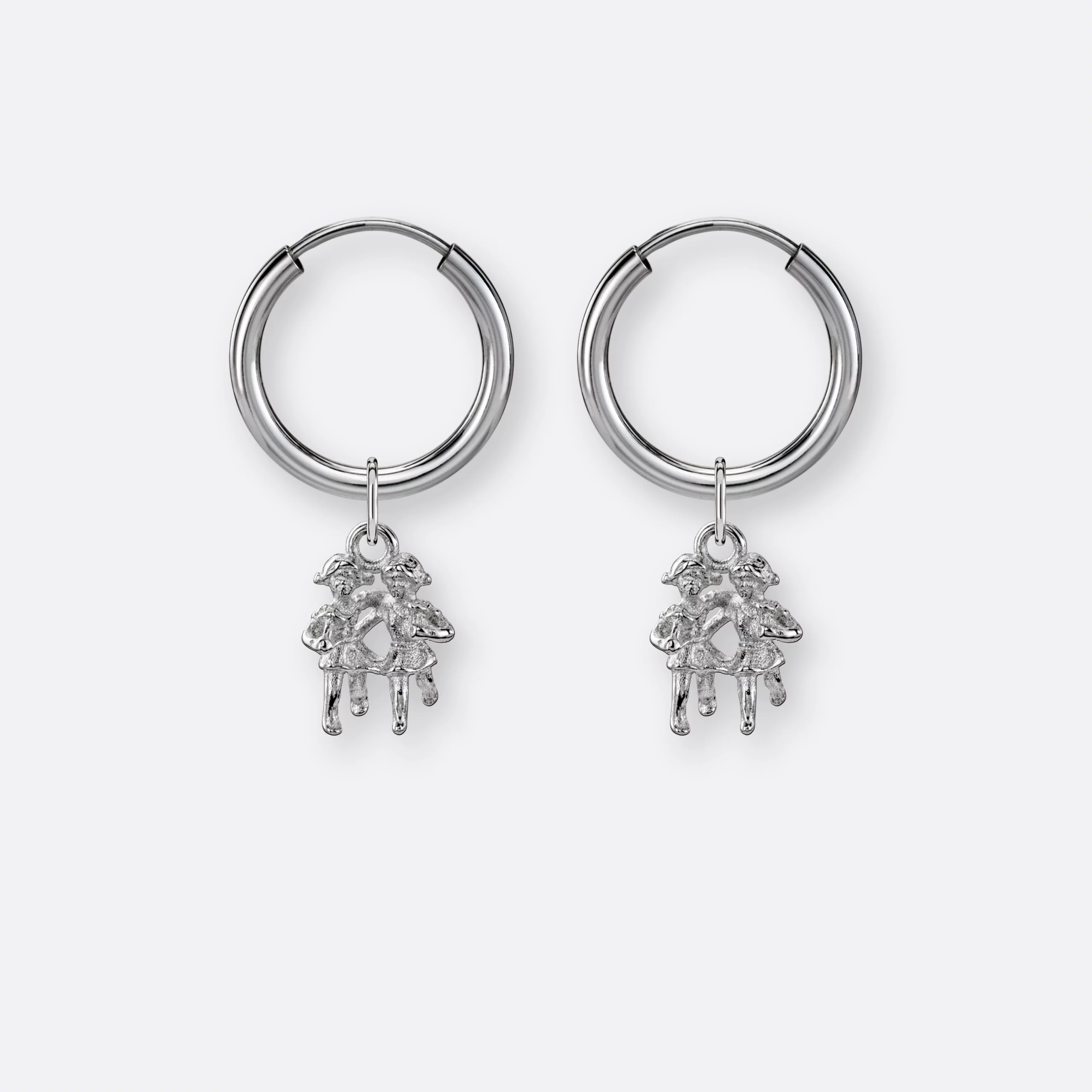 Zwillinge Ohrring, Anhänger klein, 925er Silber 1 Zwillinge Ohrringe klein mit Sternzeichen-Anhänger klein, Silber, Paar Vorne