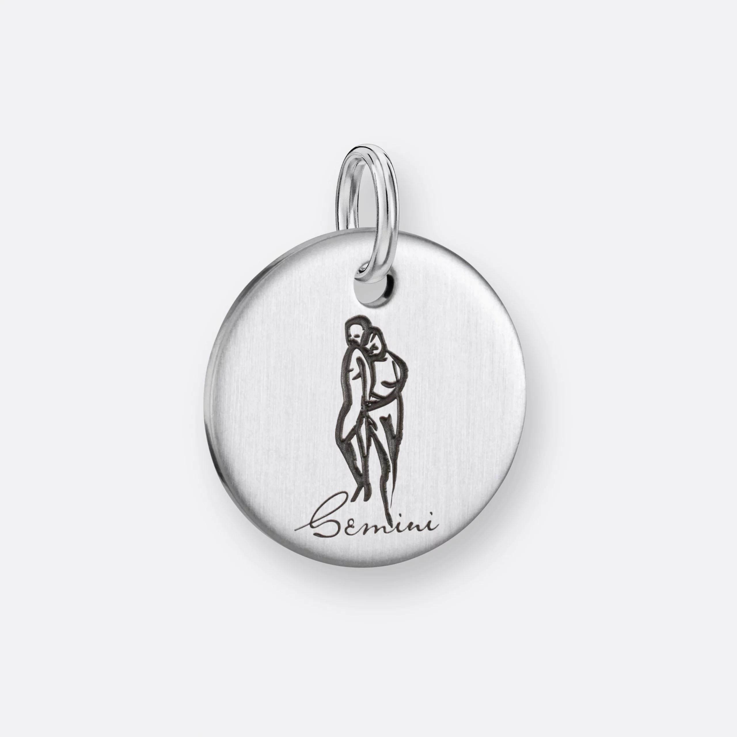 Zwillinge Anhänger, Gravur, 925er Silber 11 Zwillinge Anhänger, Sternzeichen-Coin mit Gravur, Silber, Vorne