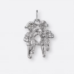 Zwillinge Anhänger groß, 925er Silber 2 Zwillinge Sternzeichen Anhänger, groß, Silber, Vorne