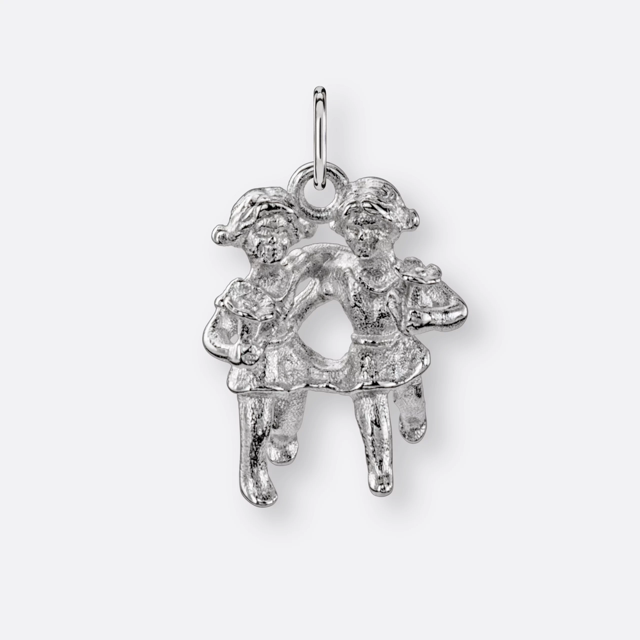 Zwillinge Sternzeichen Anhänger, groß, Silber, Vorne