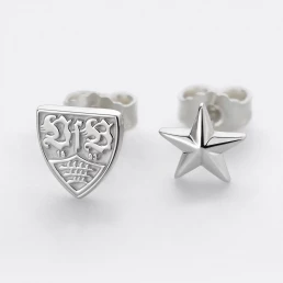 VfB Ohrstecker Paar aus massivem 925er Silber 7 VfB Ohrstecker mit Wappen und Stern