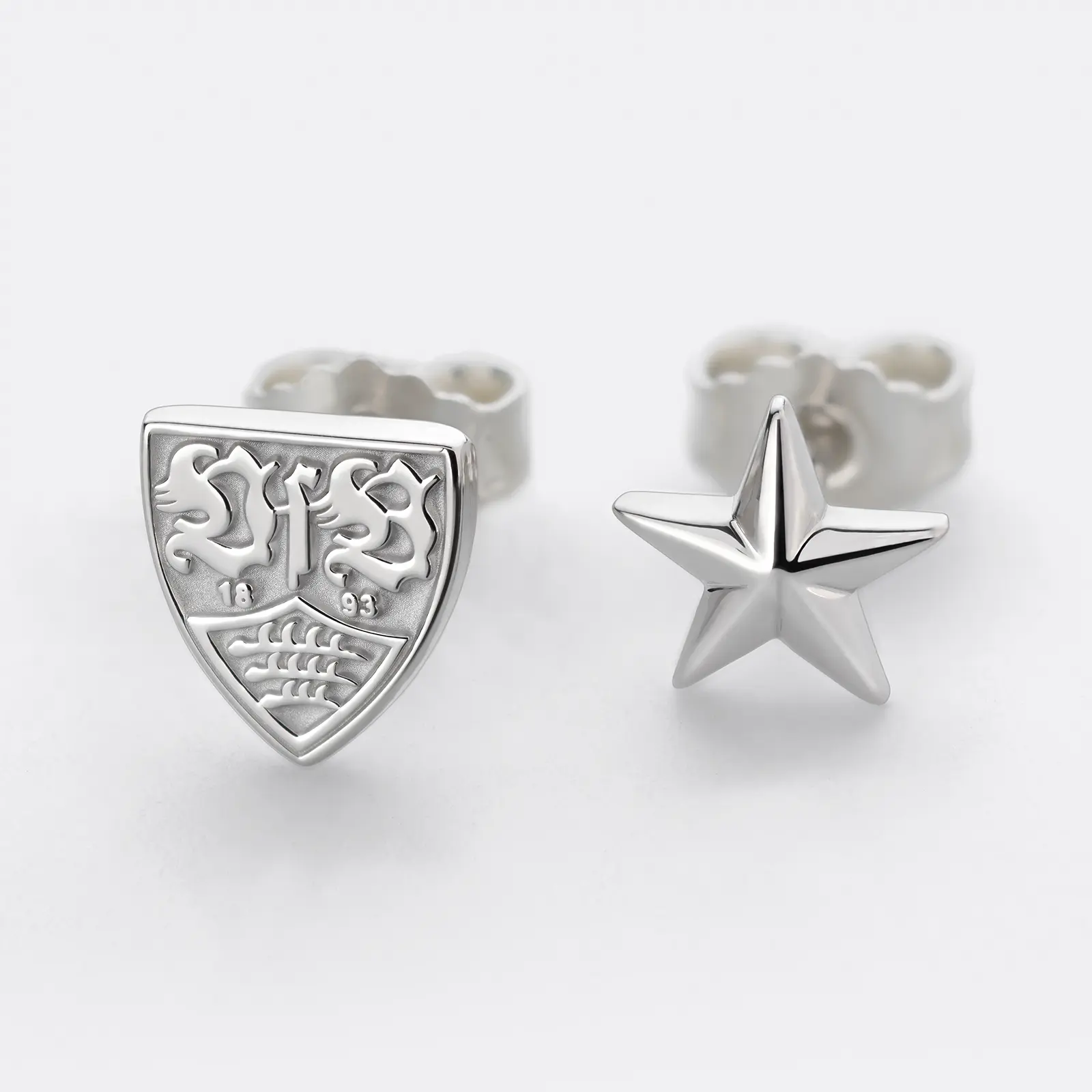 VfB Ohrstecker Paar aus massivem 925er Silber 18 VfB Ohrstecker mit Wappen und Stern