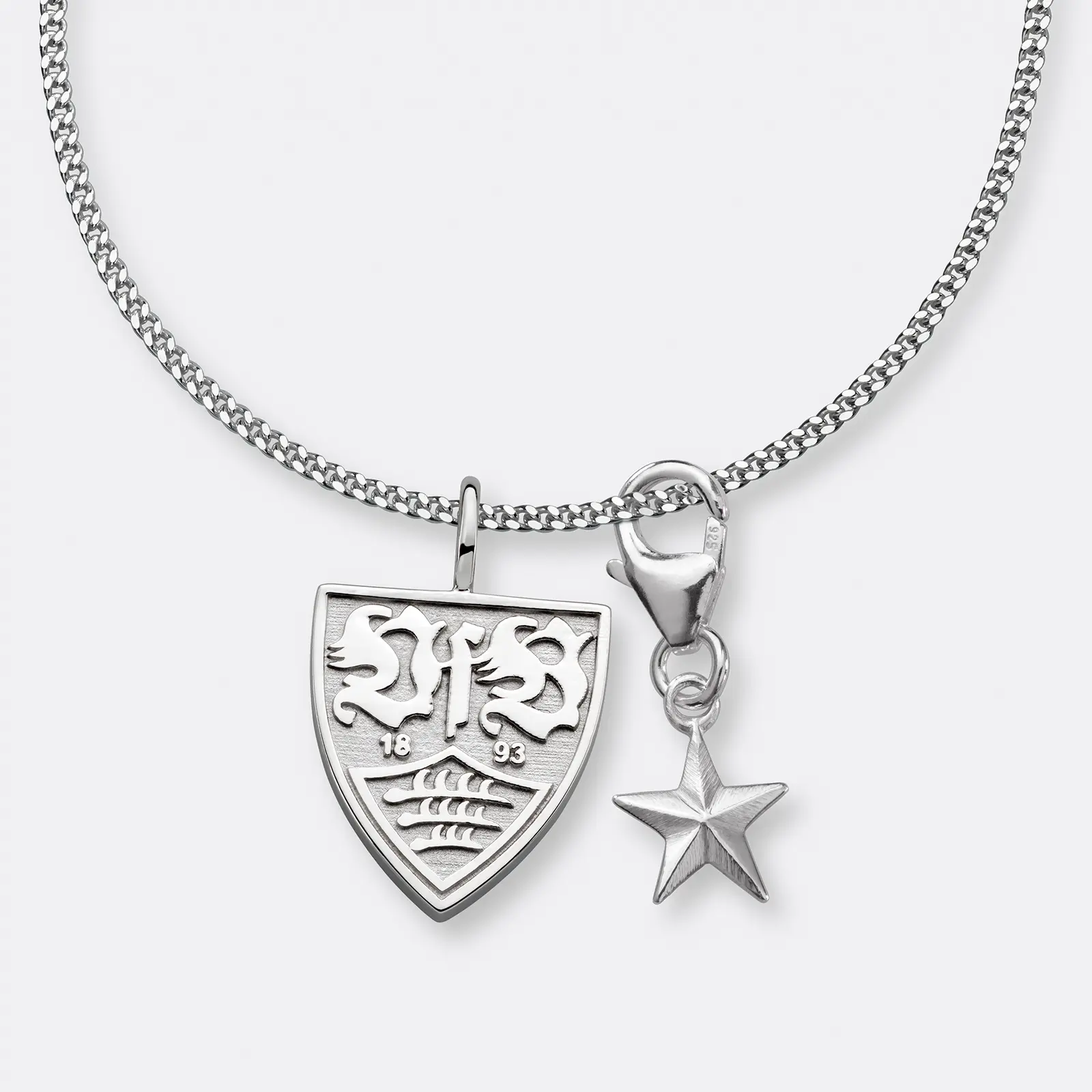 VfB Kette mit Wappen und Stern, 925er Silber 1 VfB Kette mit Anhänger, Wappen und Stern