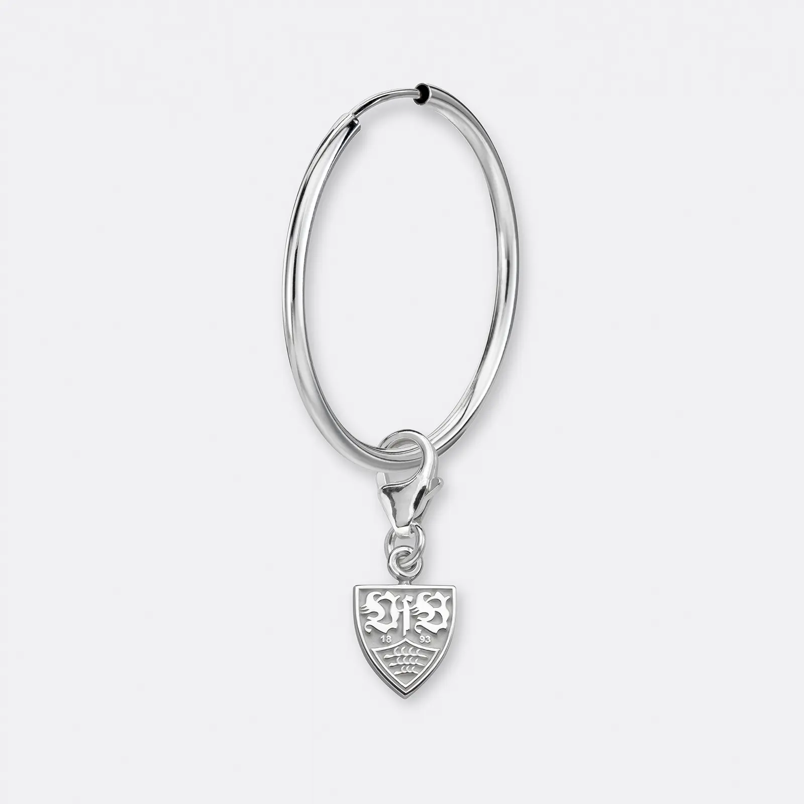 VfB Ohrring Creolen mit Charm Anhänger VfB-Wappen, 925er Silber 4 VfB Stuttgart Ohrringe groß mit VfB-Anhänger