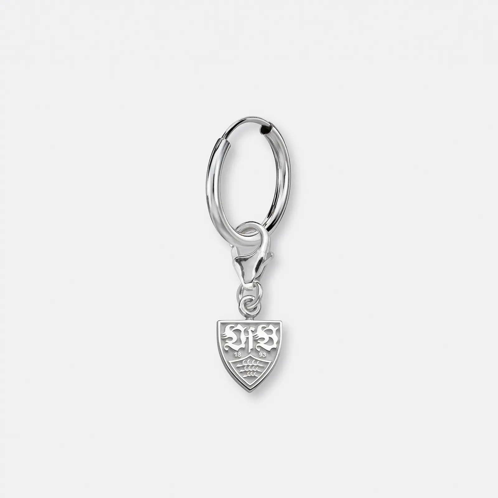 VfB Ohrring Creolen mit Charm Anhänger VfB-Wappen, 925er Silber 2 VfB Stuttgart Ohrring klein mit Anhänger Wappen