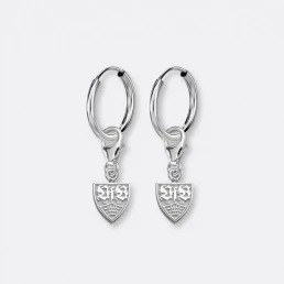 VfB Ohrring Creolen mit Charm Anhänger VfB-Wappen, 925er Silber 6 VfB Ohrringe klein mit VfB Wappen Paar