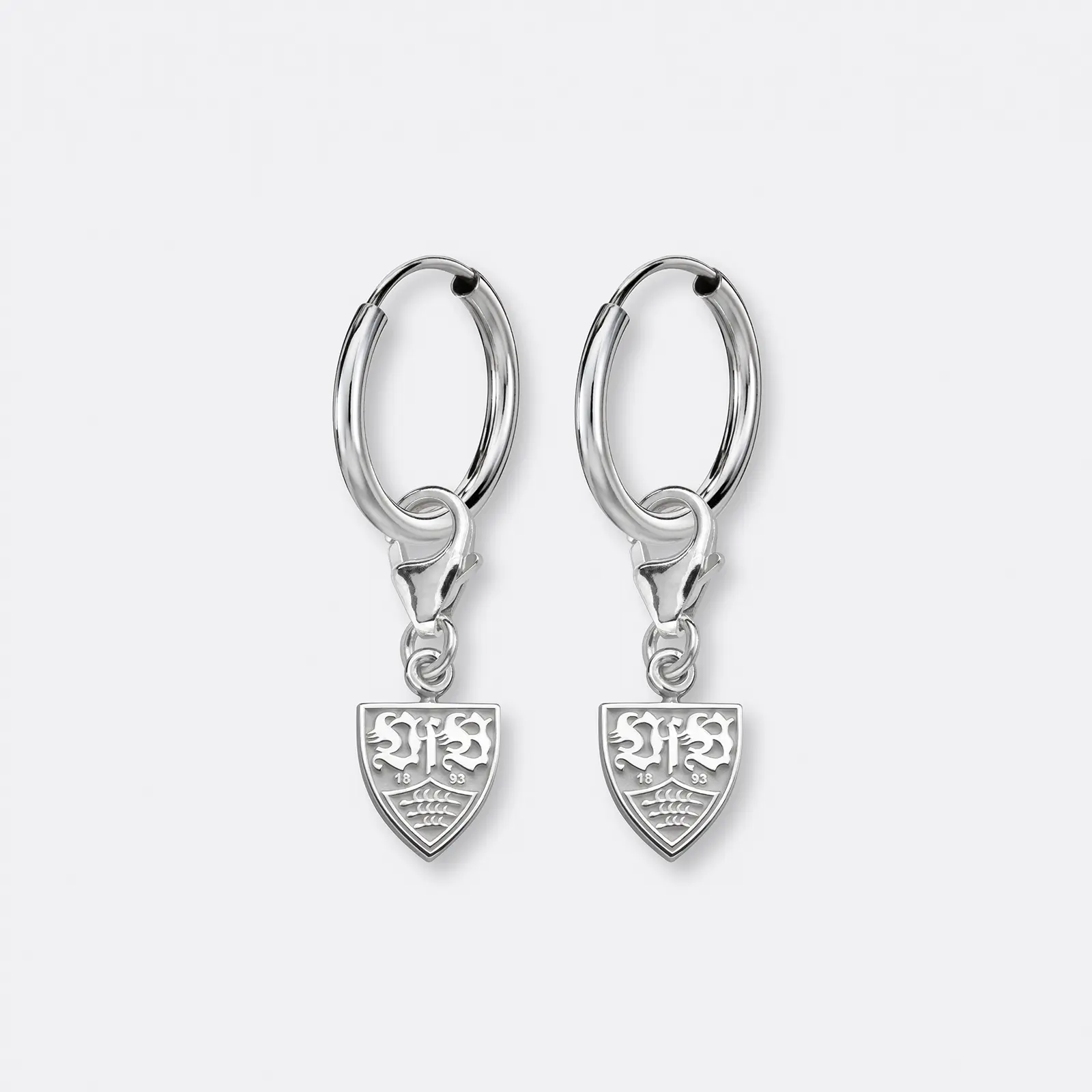 VfB Ohrring Creolen mit Charm Anhänger VfB-Wappen, 925er Silber 4 VfB Ohrringe klein mit VfB Wappen Paar